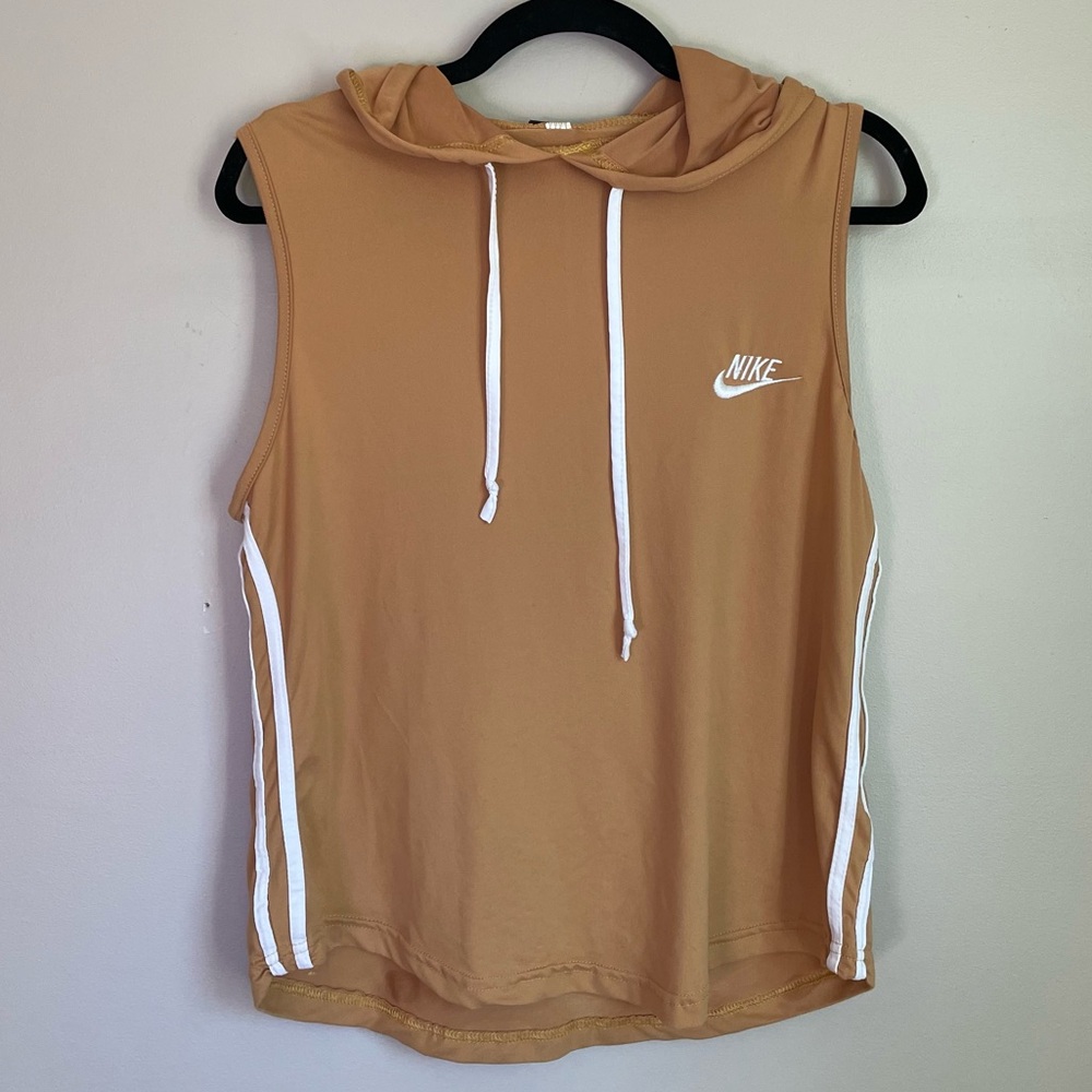 NIKE Sleeveless Hooded Mustard Stripe Athletic Top Women's Size XXL